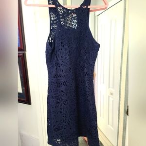 Lilly Pulitzer Jamie True Navy Knit Crochet Dress